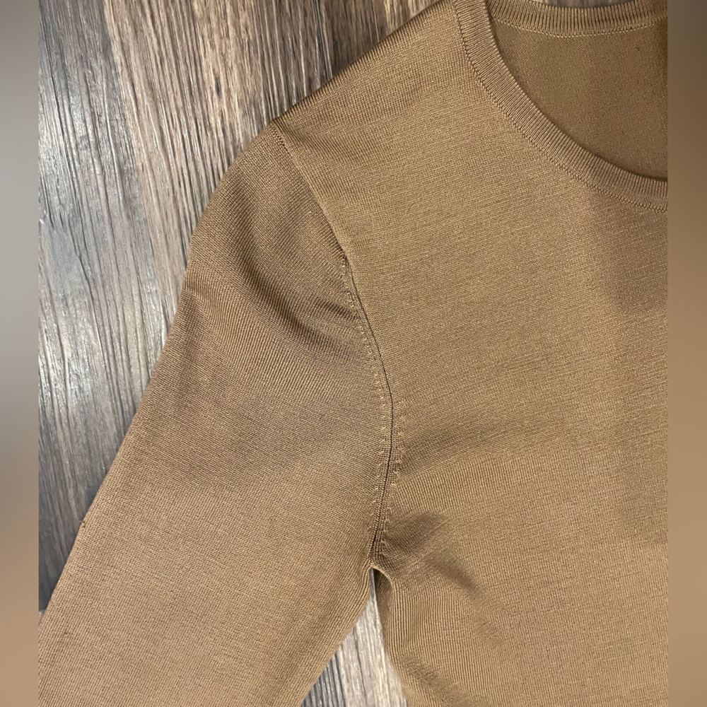Silk Brown Button-Up Women's cardigan with tie waist - Picture 11 of 16